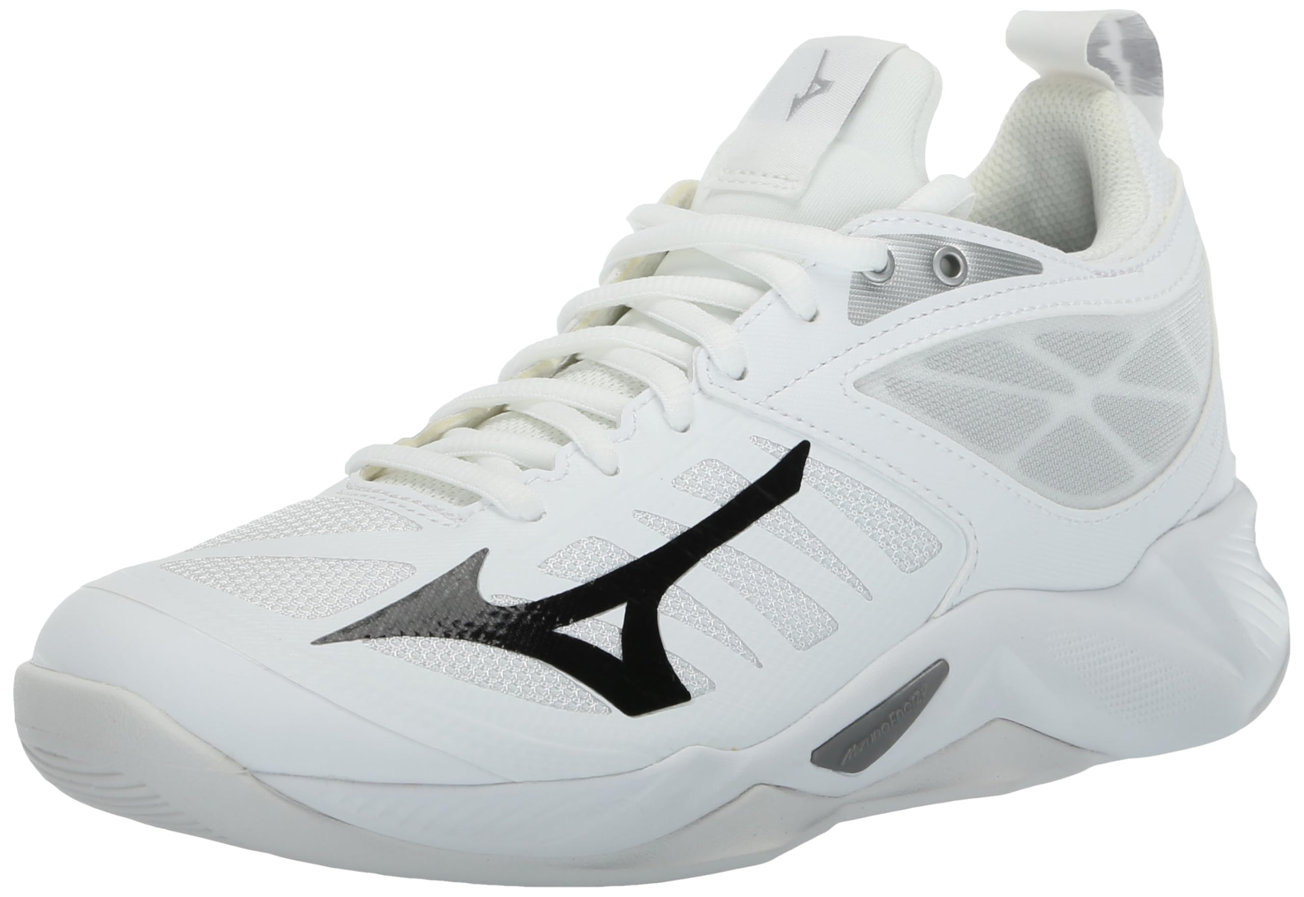 Mizuno Women’s Wave Dimension Volleyball Shoe, White-Black, 11.5