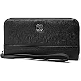 Timberland womens Leather RFID Zip Around Wallet Clutch With Wristlet Strap