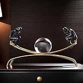 XINDAM Elegant The Thinker Thinking Man Statue with Crystal Ball Decorative Home & Office Figurines Home Office Display Craft Living Room Decor Ornaments for Tabletop