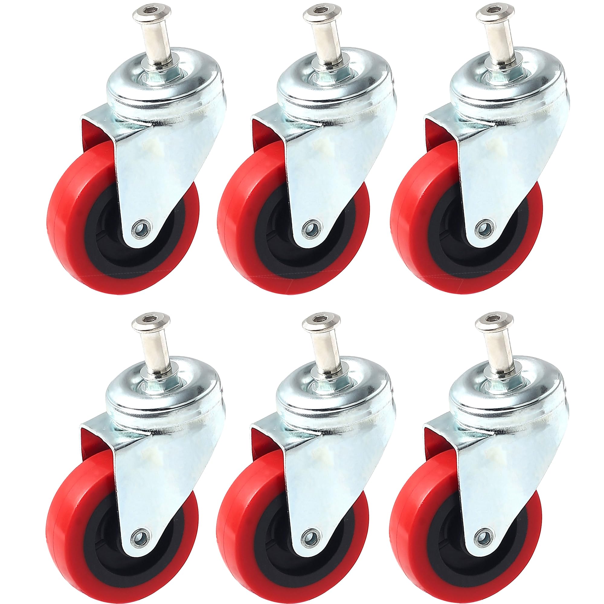 6 Pack 50mm Up to 150KG Swivel Castor Wheel Creeper Service Cart Stool Post Mount, Creeper for Furniture Trolleys Castor, Appliances