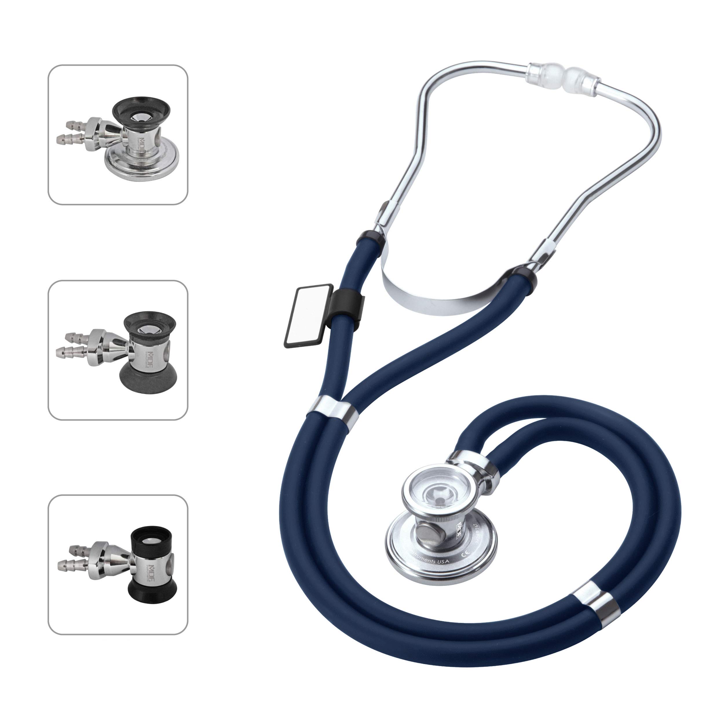 MDF Instruments, SpragueRappaport Dual Head Stethoscope with Adult, Pediatric, and Infant Convertible chestpiece, Navy Blue Tube, MDF76704
