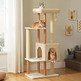 PAWZ Road 53" Modern Cat Tree Large Cats, Cat Tower with Scratching Posts | 16"x16" Perch for Multiple Cats, Heavy Duty Base&amp;Solid Wood Posts, Large Condo for Maine Coon&amp;Adult Cats
