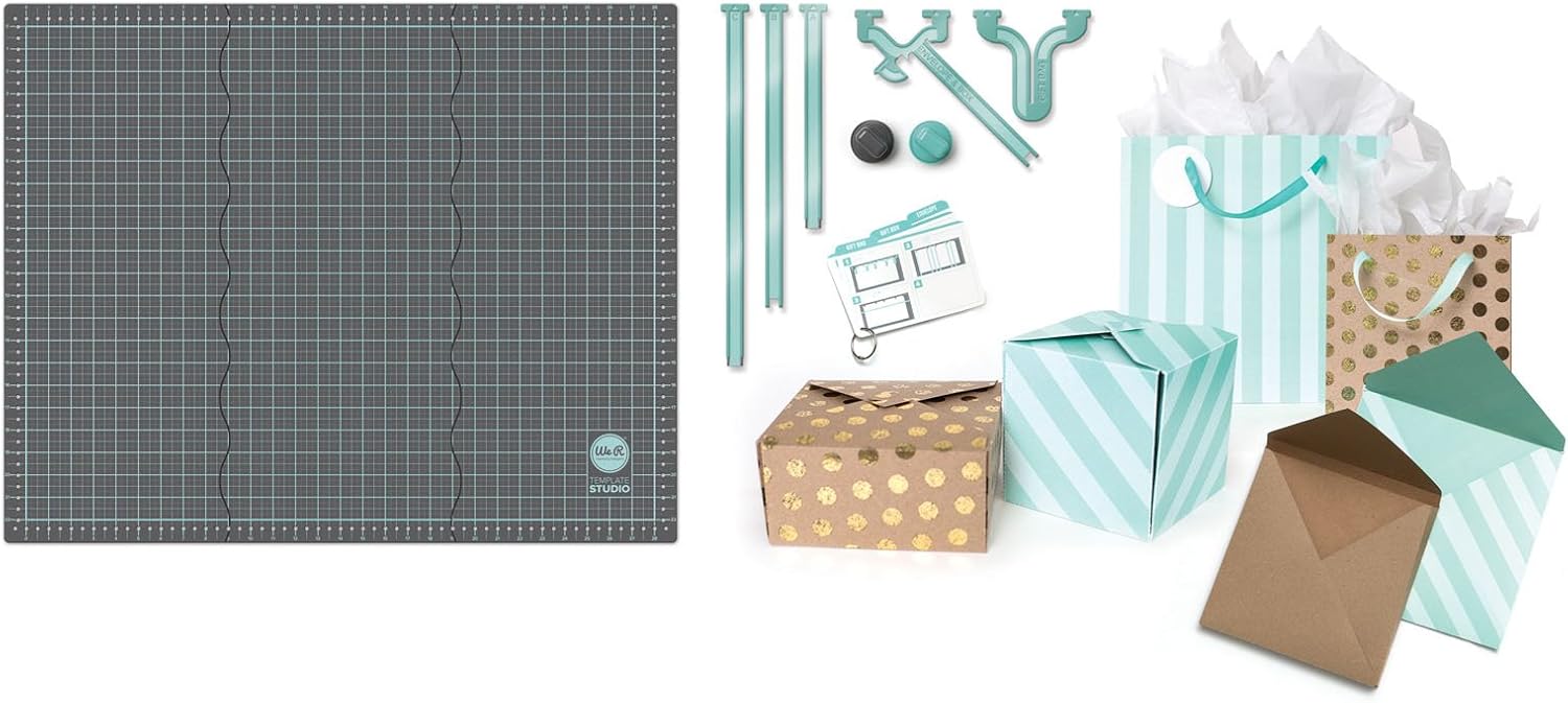 Template Studio Starter Kit by We R Memory Keepers | Includes 23 x 29-inch tri-fold mat, 5 template guides, cutting blade, scoring blade and instruction cards