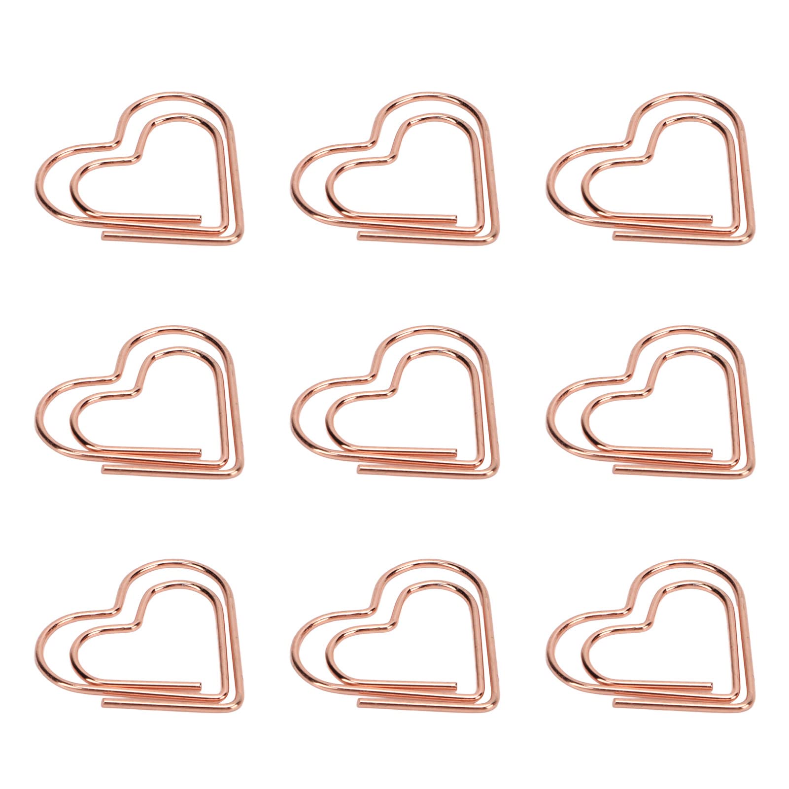 Cute Metal Paper Clips, 100 Pieces Portable Sophisticated Heart Shape Love Shape Rose Gold Paper Clips Anti Rust Electroplating Process Unique Stylish Office Clips Metal Paperclips for School(#1)