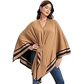 Sofier Women's Shawl Wrap Reversible Open Front Knit Poncho Soft Wool-Blend Cape Sweater for Fall Winter Spring Fashion Gifts for Women