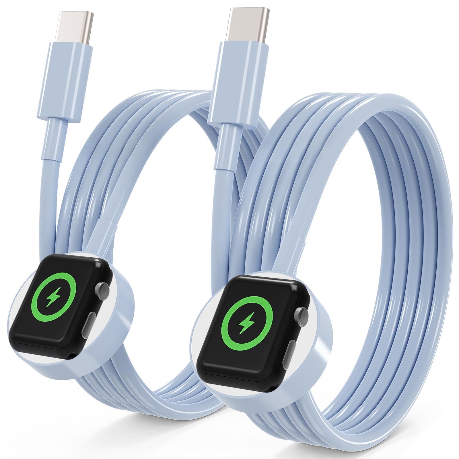 Upgraded 2 Pack for Apple Watch Charger USB C Cable, [MFi Certified] iWatch Charger Cable 3.3FT Magnetic Cord Compatible with iWatch Series 10/SE 2/SE/9/8/7/6/5/4/3/2/1-Blue
