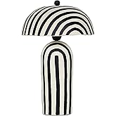 Tov Furniture Maiori Black Striped Papier Mache Table Lamp