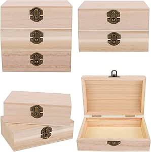 ADXCO 8 cajas de madera de pino sin terminar con tapa con ...