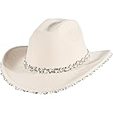 Womens Rhinestone Cowboy Hat Wide Brim Diamond-Glitter-Western-Cowgirl Hat Bling for Women
