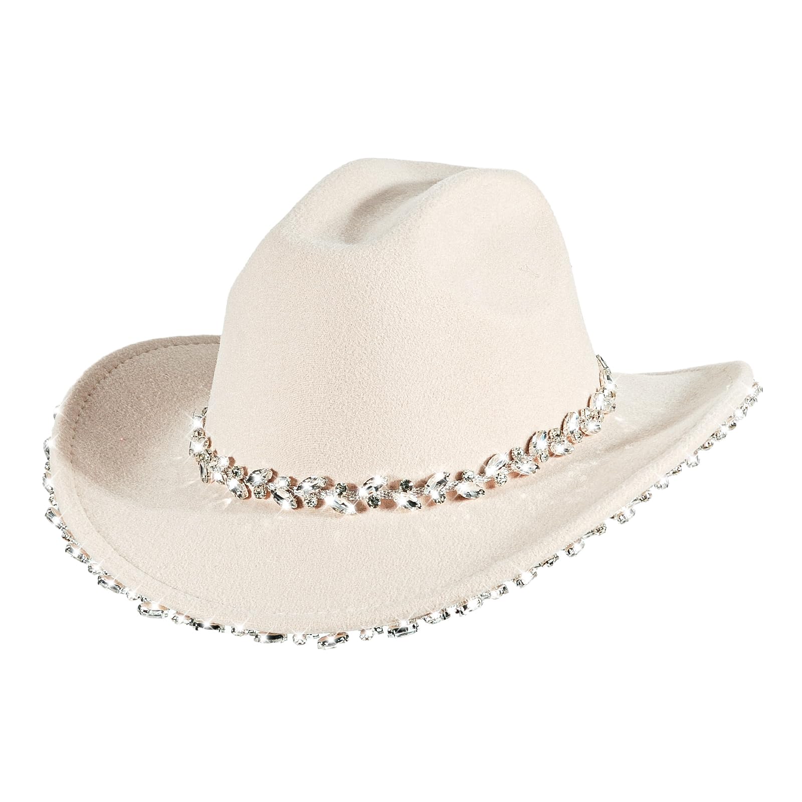 Womens Rhinestone Cowgirl Cowboy Hat Wide Brim Diamond-Glitter-Western ...