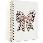 Wheatwin Leopard Coquette Bow Christian Spiral Notebook, Christian Notebook for Women, Religious Prayer Journal for Woman, It is Well with My Soul Scripture Hardcover Notebooks 5.5x8.3