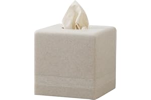 Haocoott Tissue Box Cover Square, Resin Facial Tissue Holder Covers Cube Toilet Paper Holder Case Dispenser Home Decorative for Bathroom Kitchen Bedroom Living Room Office (Beige)