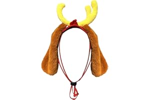 LUVFAMDAY Antler Dog Headband with Dog Ears Deer Horn Dog Headpiece Ajustable Elastic Band Reindeer Costume Accessories Christmas Halloween Party Favors Dogs