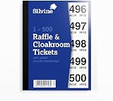 Silvine Cloakroom Raffle Tickets 1-500 Security Numbering Ref CRT500