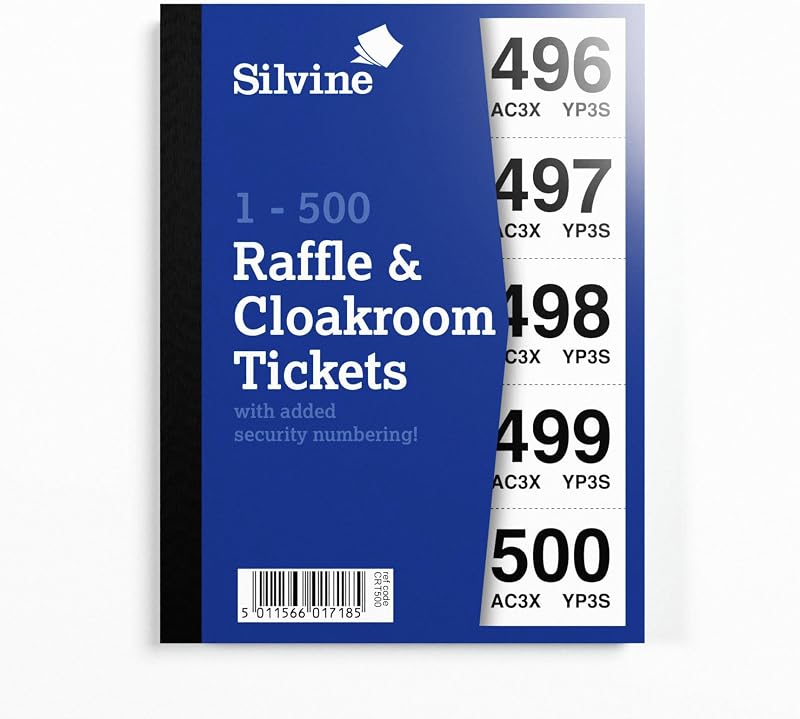 Silvine Cloakroom Raffle Tickets 1-500 Security Numbering Ref CRT500