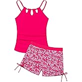 Girls Swimsuit Cutout Bathing Suit Two Piece Swimsuits for Teen Girls Tankini Swimwear Set High Waisted 11-15 Years