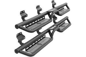 EYOUHZ Running Board Side Steps SuperCrew Cab Compatible for 2015-2025 Ford F150 & 2017-2025 Ford F250 F350 Super Duty Crew Cab, Two Stairs Design Side Rails Nerf Bar (Black-Star Logo)