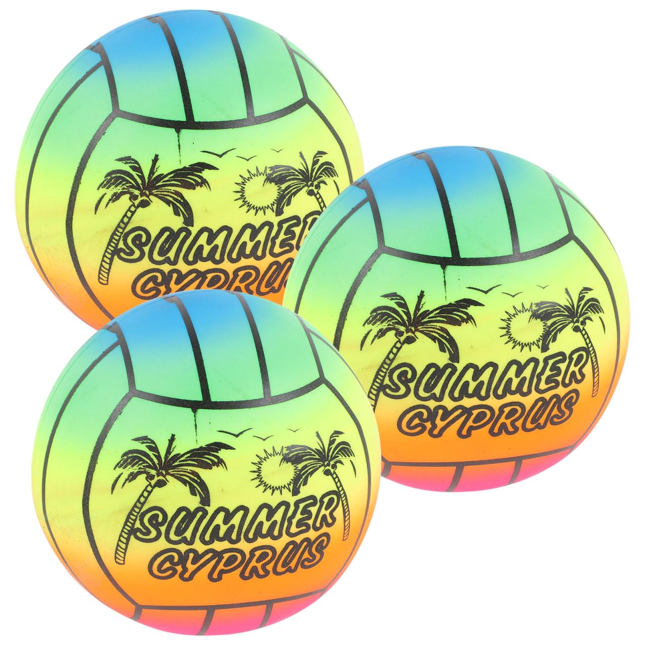 3PCS Rainbow Ball,6.29Inch Beach Balls Inflatable Plastic Footballs for Kids and Adults Indoor Outdoor Sport Game (Random Color)