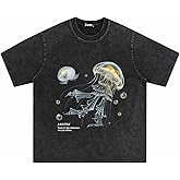 Laixton Men's Graphic Tees Shirt Unisex Short Sleeve Cotton Vintage Oversized Shirts Loose Streetwear Casual Tee Top