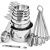 Hudson Essentials Stainless Steel Measuring Cups and Spoons Set (15 Piece Set)