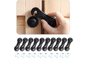 HEOATH Child Safety Cabinet Locks (10 Pack) - Baby Proofing Latches Lock for Drawers, Toilet Seat, Fridge, Oven, with 10 Extra 3M Adhesives (Black)