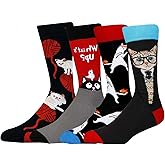 AFADER Men's Funny Cozy Dress Cotton Socks for Men Novelty Crazy Crew Socks Size 7-12