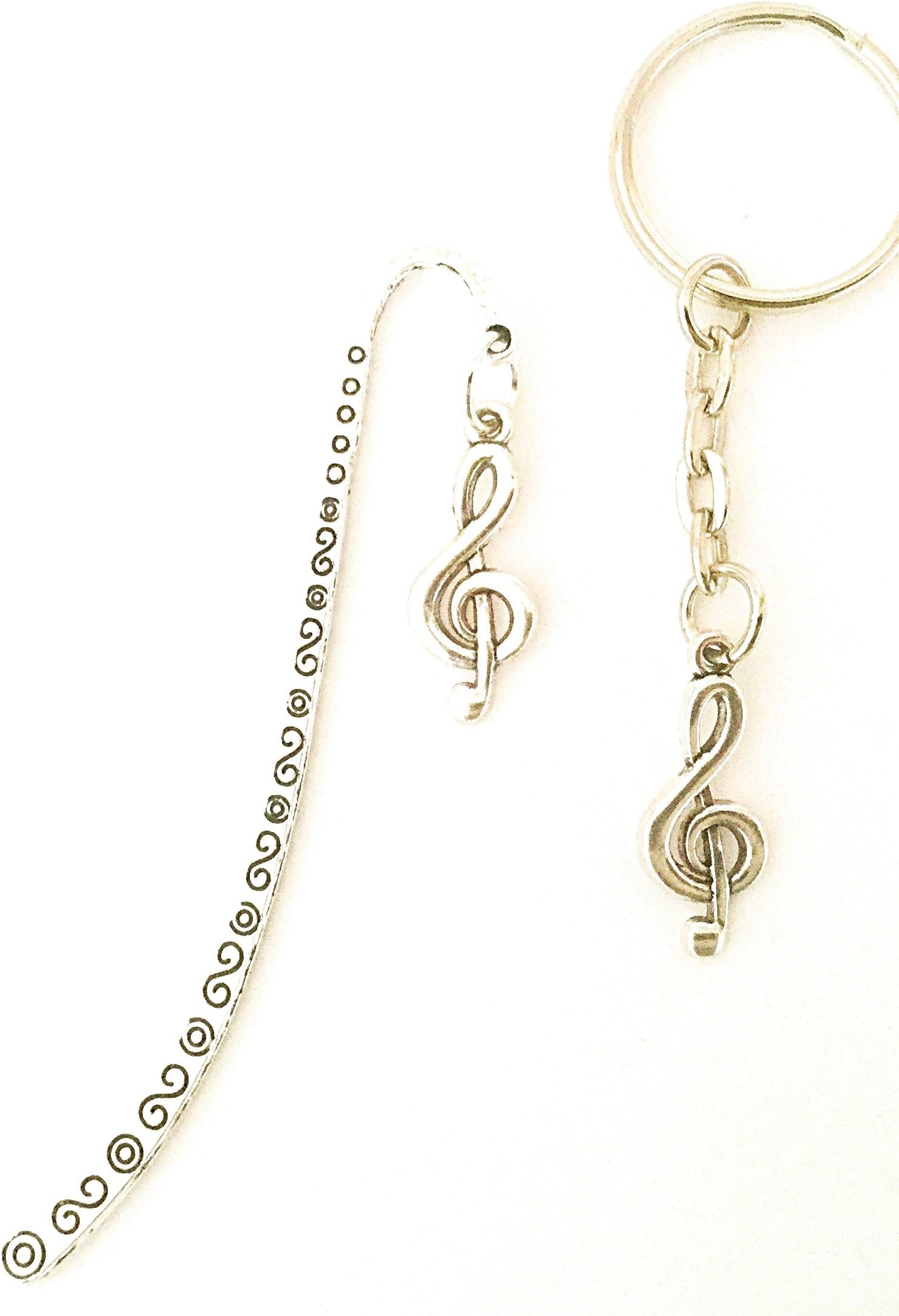 Gifts At Dawn Music Treble Clef Bookmark & Keychain / Bag Charm Set Tibetan silver