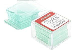 AmScope - Square Glass Microscope Cover Slips, 22mm x 22mm Cover Slides - Pack of 100 - CS-S22-100