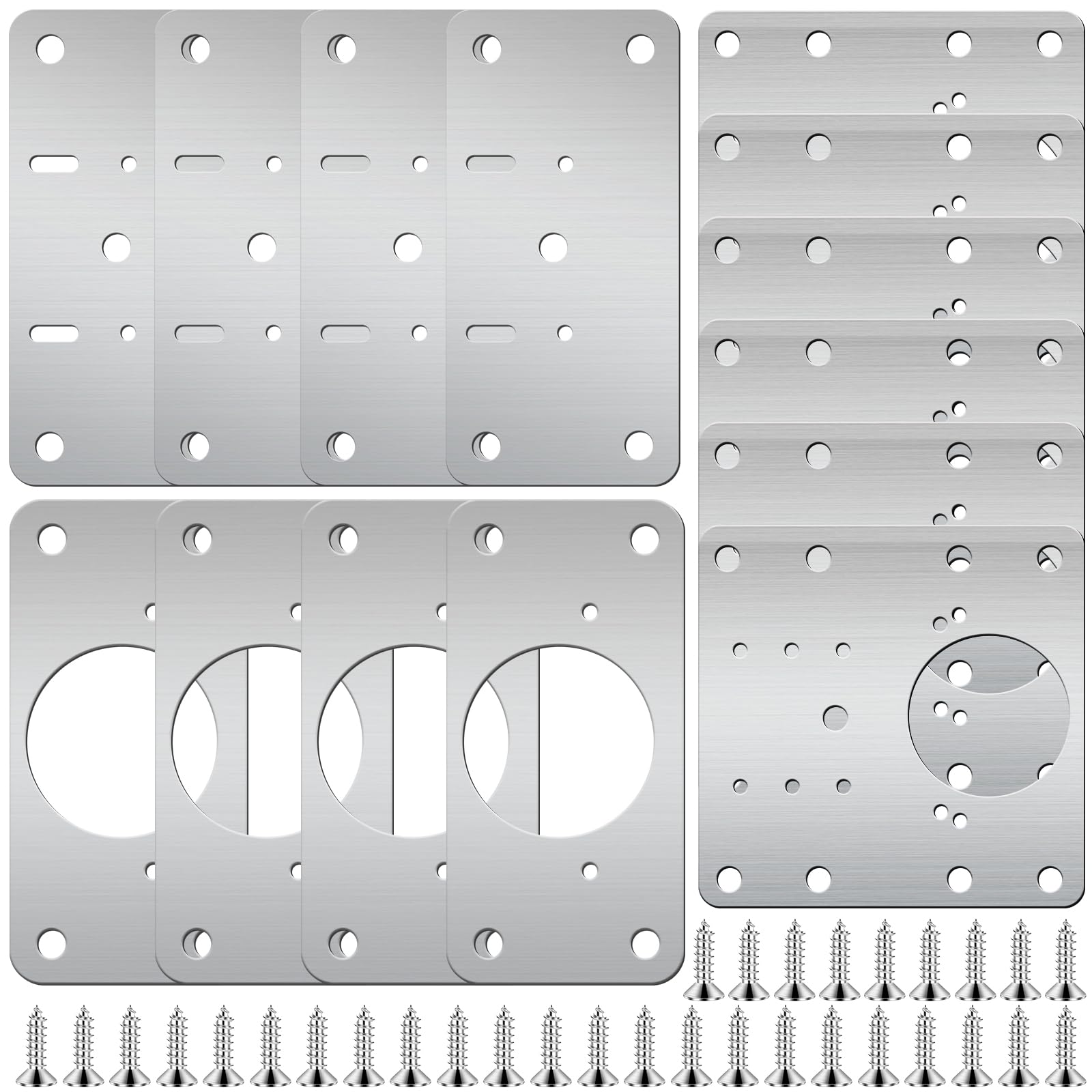 Hengxinc 14 Pcs Hinge Repair Plate, Stainless Steel Cupboard Kitchen Door Hinge Repair Plate with Screw,for Kitchen Cupboards, Cabinets, Doors