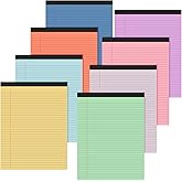Fuutreo 8 Pcs 8.5'' x 11'' Colored Legal Pad 50 Sheets Per Writing Pads Narrow Ruled Notepad Perforated Writing Notepad Office Supplies for College Office Business (Candy Color)