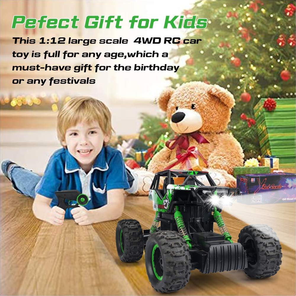 DOUBLE E RC Car 1:12 Remote Control Car Monster Trucks with Head Lights 4WD Off All Terrain RC Car Rechargeable Vehicles: Toys & Games