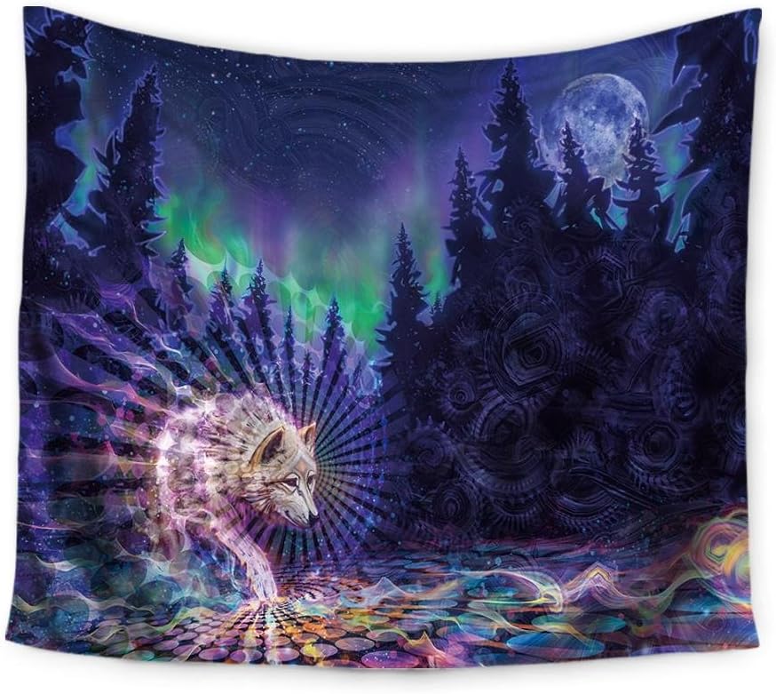 Tapestry Wall Coverings (Bedspreads) Wall-Mounted Picnic Beach Towels Sheets Blankets Animal Wolf Print Colorful Tapestry Wall Decoration Home Accessories Machine Weaving Ycrdtap , 150×130cm