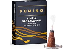 Fumino® Simply Sandalwood Fresh Incense Cones 15 per Box Masala Agarbatti Joss Scent Fragrance for Relaxation and Meditation,