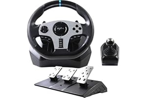 PXN V9 PC Game Racing Wheels, 270°/900° Steering Wheel Gaming, USB, Black, 15 Buttons, Compatible with PC, PS3, PS4, Xbox One