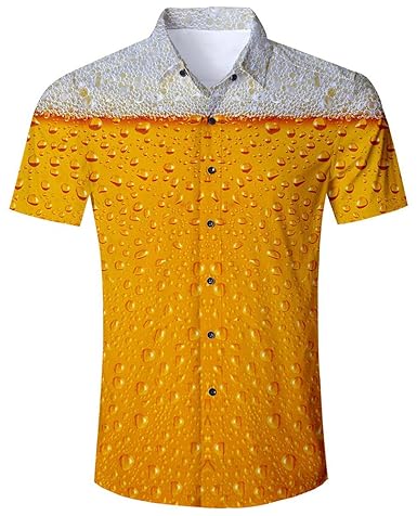 Goodstoworld Freizeithemd - Herren Sommer Freizeit Hemd Kurzarm Slim Fit 3D Reise Hawaiihemd für Männer M-XXL