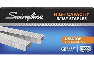 Swingline Staples, High Capacity, 60 Sheet Capacity, 5/16" Length, 210/Strip, 5000/Box (S7081032)