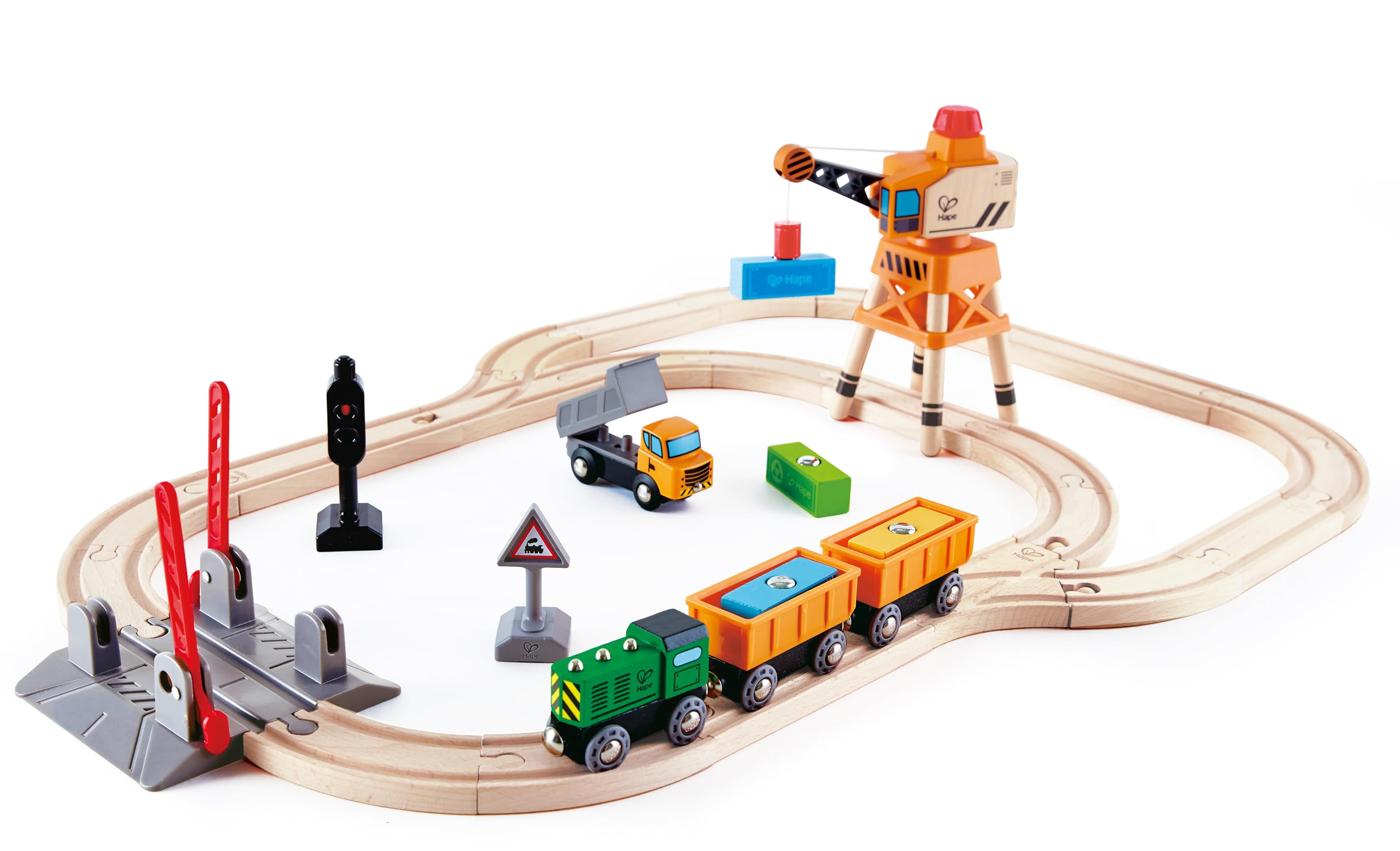 Hape Crossing & Crane Train Set