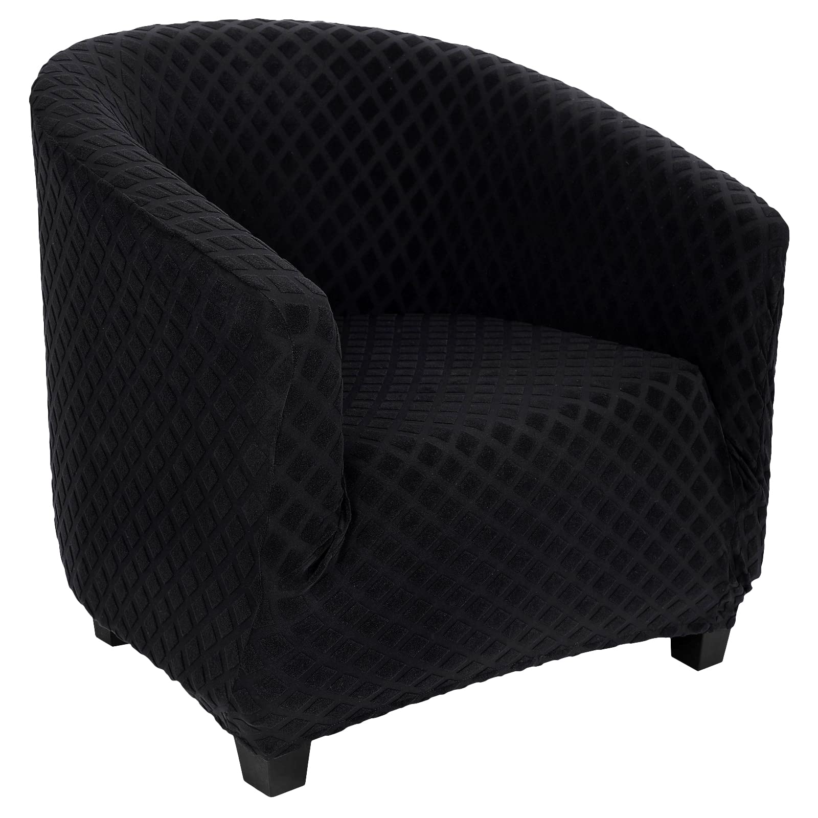 Photo 1 of SearchI Club Chair Slipcover Stretch Barrel Chair Covers Jacquard Tub Chair Slipcovers Soft Spandex Armchair Sofa Cover Removable Couch Furniture Protector Arm Chair Cover for Living Room(Black)