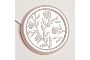 UNIQOOO Wax Seal Stickers - 3D Floral Wedding Invitation Envelope Seal Sticker, 50 Pcs Flower Self- Adhesive Champagne Stickers, Perfect for Invitation, Christmas, Gift Wrapping