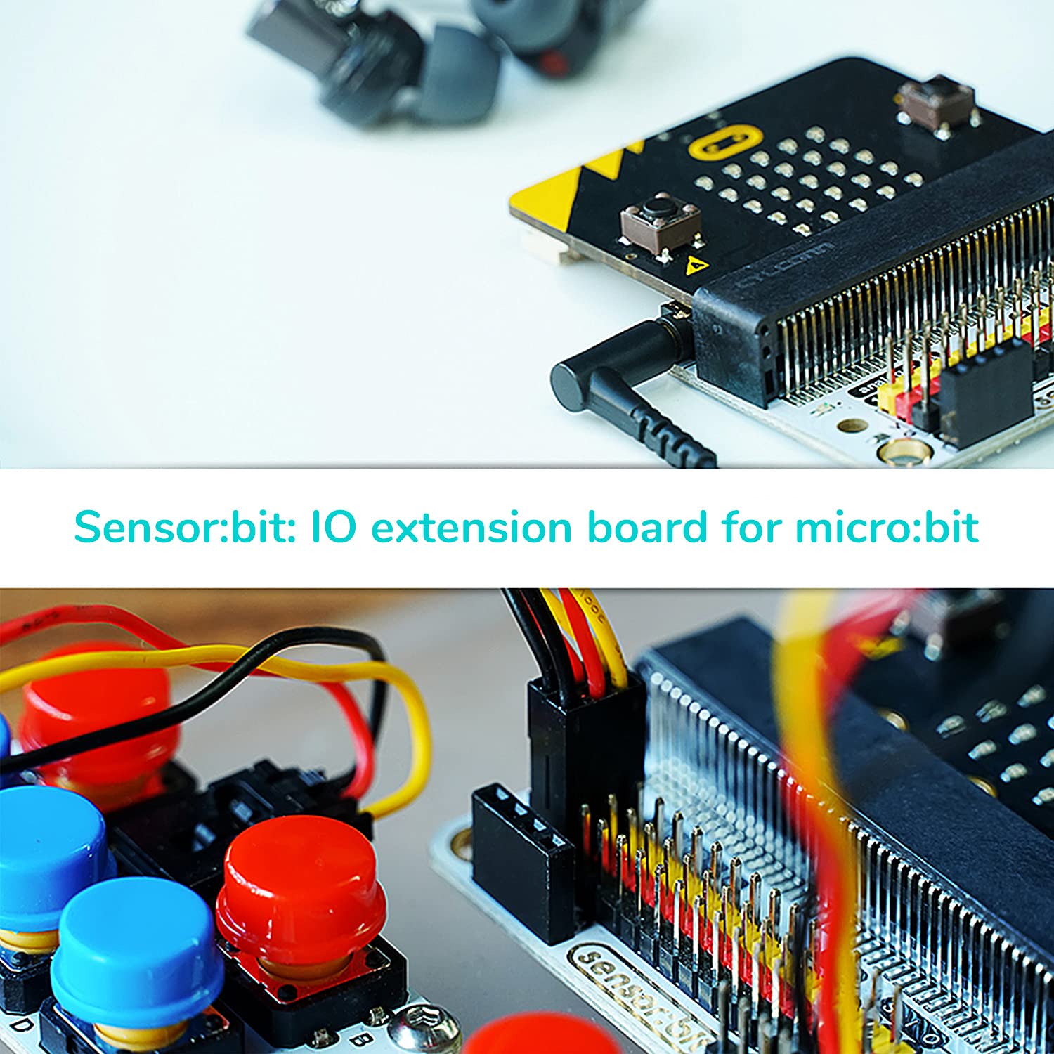 ELECFREAKS microbit Sensor:bit 3v Expansion Board Mini Micro:bit Breakout Board with 16 GVS Interface Integrated Buzzer and Audio Jack Adapter Shield IO IIC Ports with Building Jack