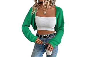 ANEGAROE Women's Cardigan Shrugs Long Sleeve Knit Cropped Bolero Shrug Open Front Casual Cardigans for Dresses