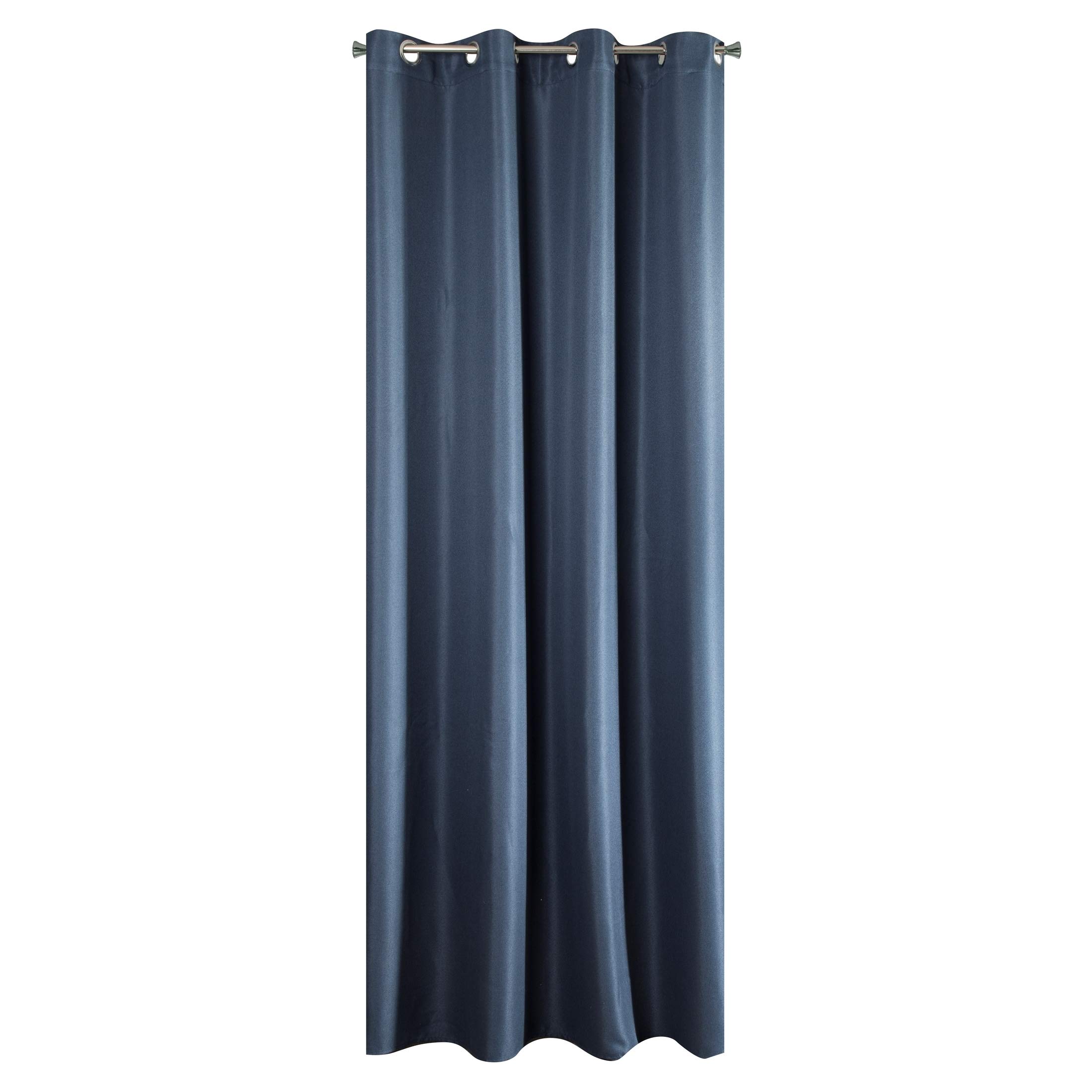Eurofirany Jessie Curtain Eyelet Tunnel Plain - Decorative Fibre Fabric Living Room Bedroom 1st Piece, Dark Blue, Graphite, 140 x 250 cm