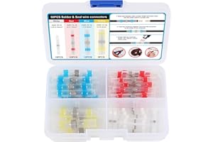 50Pcs Solder Seal Wire Connectors Heat Shrink Butt Connectors Kit Marine Waterproof Wiring Electrical Cable Splice Terminals 