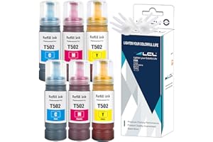 LCL Compatible Ink Refill Bottles Replacement for 502 T502 Ink Compatible with ET2760 ET4760 ET2750 ET-3760 ET-2850 ET-15000 