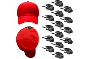 KOVSPO Adhesive Hat Hooks for Wall (16-Pack), Hat Rack for Baseball Caps, Strong Hat Organizer, Minimalist Hat Display, Hat Hangers for Wall (Black)