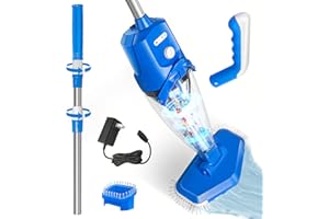 YSMJ Max Power Handheld Cordless Pool Vacuum for Inground Above Ground Pool hot tub spa w/Telescopic Handle(5.5ft) compitable with Other Standard Pole 1.8L Large-Capacity dust Box (Brown) (Blue)
