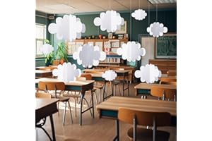 TATUO 8 Pcs Classroom 3D Cloud Decoration Hanging for Ceiling Party Decoration Artificial Cloud Ornament Hanging Ceiling Wall Decor for Birthday Wedding Baby Shower Nursery Children Room(Lovely,White)