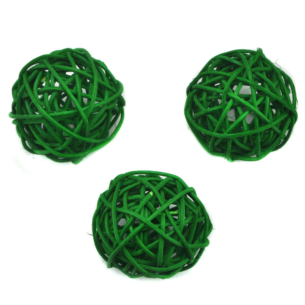 Ougual Natural Wicker Rattan Balls Table Wedding Party Hanging Wobble Ball Christmas Decoration (6cm, 10pcs, Grass Green)