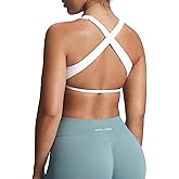Aoxjox Women's Workout Sports Bras Square Neck Emma Cross Back Fitness Training Gym Bra Yoga Crop Tank