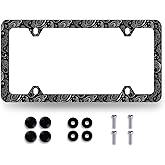 Paisley Boho Printed License Plate Frame Colorful Paisley License Plate Holder Stainless Steel Auto Parts Funny License Plate Decoration with Screws Size 12.3" x 6.3"